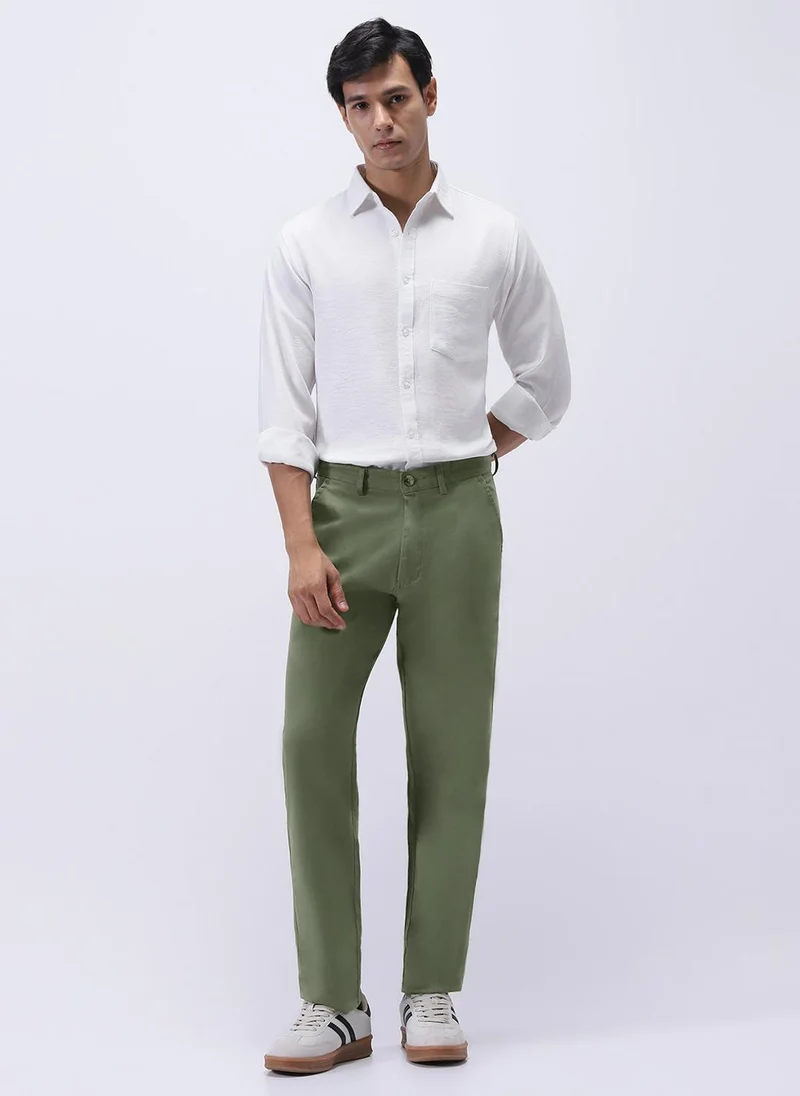 Urbano Fashion  Urbano Fashion Men's Sage Green Cotton Regular Fit Casual Chinos Trousers Stretch for Men | Best Price UAE